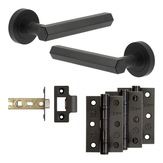 High quality image of Frelan - Complete Hex Door Handle Pack - Internal Doors - Black Sku. JE-C2B-MB