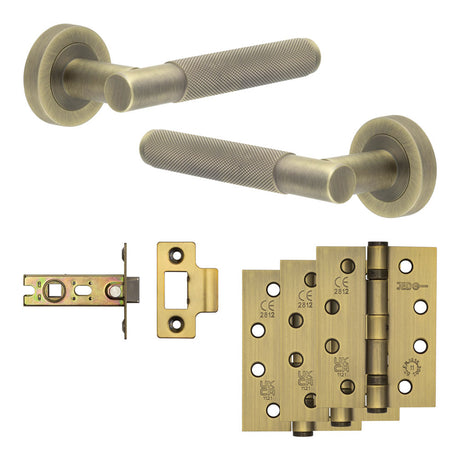 High quality image of Frelan - Complete Bari Door Handle Pack - Internal Doors - Antique Brass Sku. JE-D1A-AB