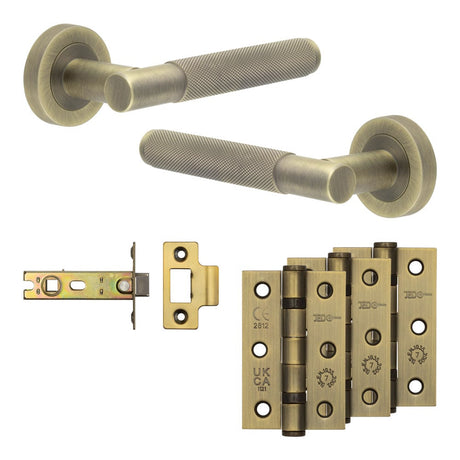 High quality image of Frelan - Complete Bari Door Handle Pack - Internal Doors - Antique Brass Sku. JE-D3B-AB