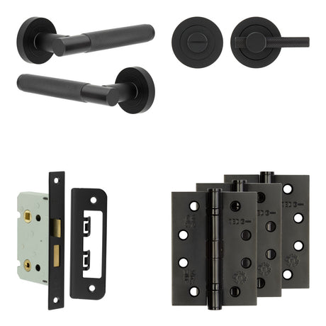 High quality image of Frelan - Complete Bari Door Handle Pack - Bathroom - Black Sku. JE-D5A1-MB