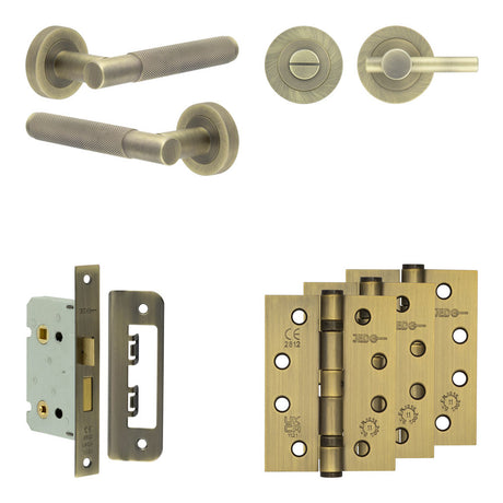 High quality image of Frelan - Complete Bari Door Handle Pack - Bathroom - Antique Brass Sku. JE-D5A2-AB