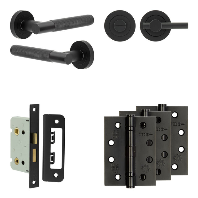 High quality image of Frelan - Complete Bari Door Handle Pack - Bathroom - Black Sku. JE-D5A2-MB