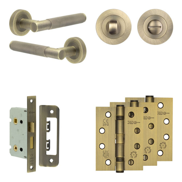 High quality image of Frelan - Complete Bari Door Handle Pack - Bathroom - Antique Brass Sku. JE-D5A3-AB
