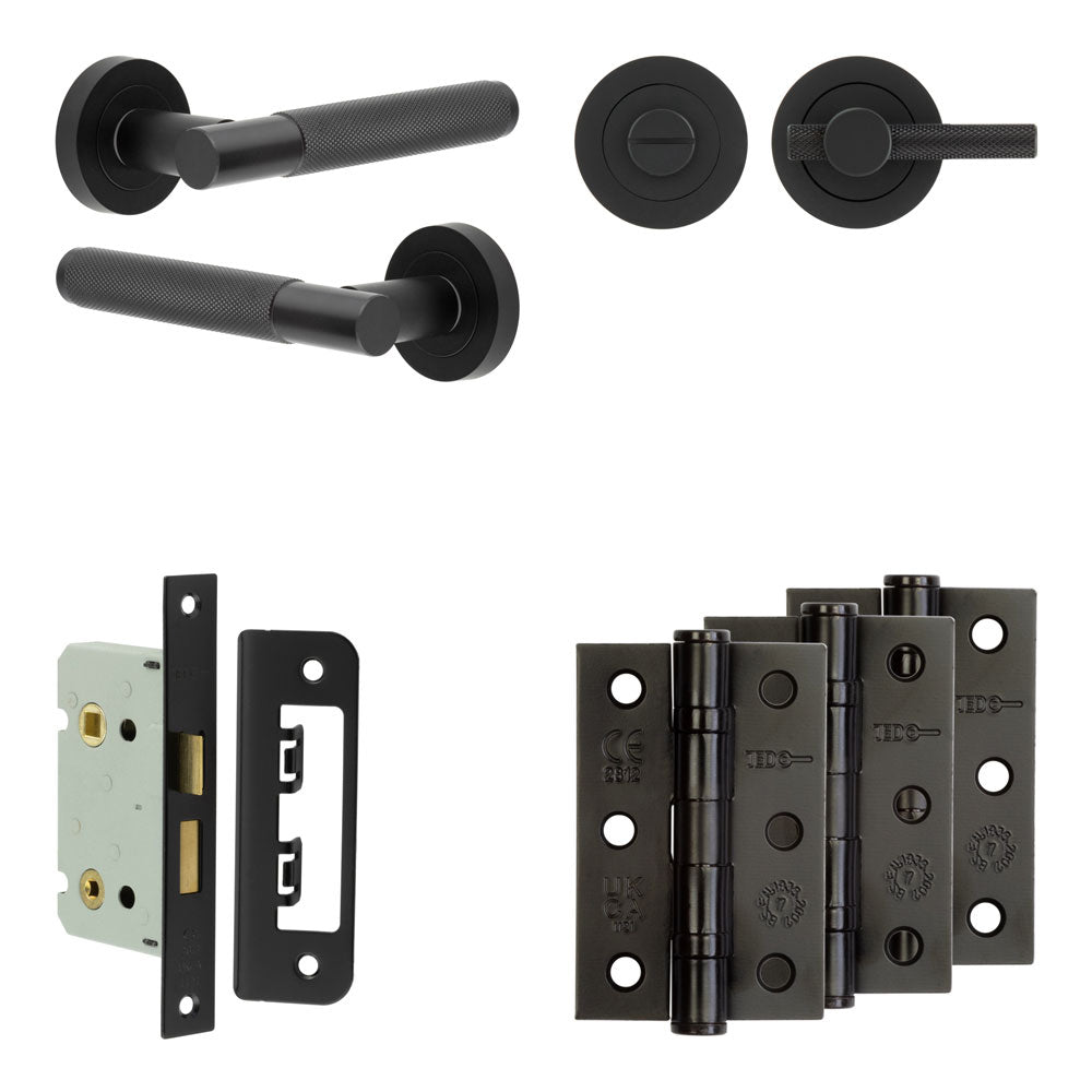 High quality image of Frelan - Complete Bari Door Handle Pack - Bathroom - Black Sku. JE-D5B1-MB