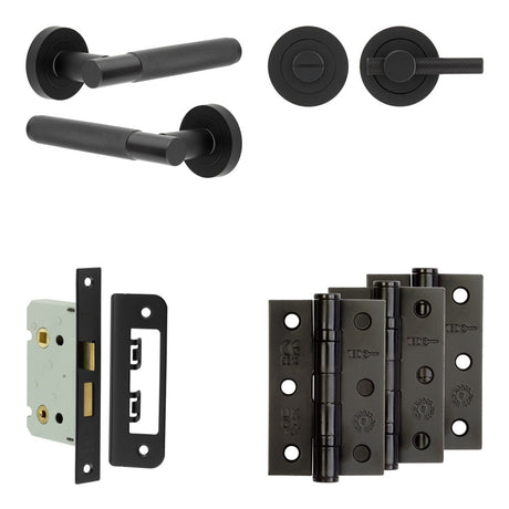 High quality image of Frelan - Complete Bari Door Handle Pack - Bathroom - Black Sku. JE-D5B1-MB