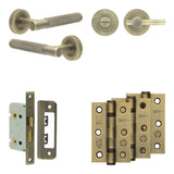 High quality image of Frelan - Complete Bari Door Handle Pack - Bathroom - Antique Brass Sku. JE-D5B2-AB