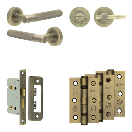 High quality image of Frelan - Complete Bari Door Handle Pack - Bathroom - Antique Brass Sku. JE-D5B2-AB