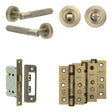 High quality image of Frelan - Complete Bari Door Handle Pack - Bathroom - Antique Brass Sku. JE-D5B3-AB