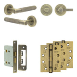 High quality image of Frelan - Complete Bari Door Handle Pack - Bathroom - Antique Brass Sku. JE-D6A1-AB