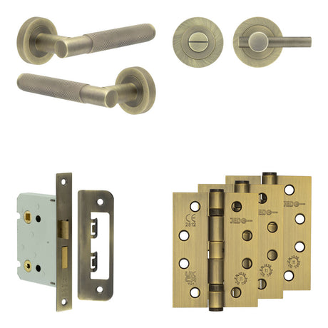 High quality image of Frelan - Complete Bari Door Handle Pack - Bathroom - Antique Brass Sku. JE-D6A1-AB