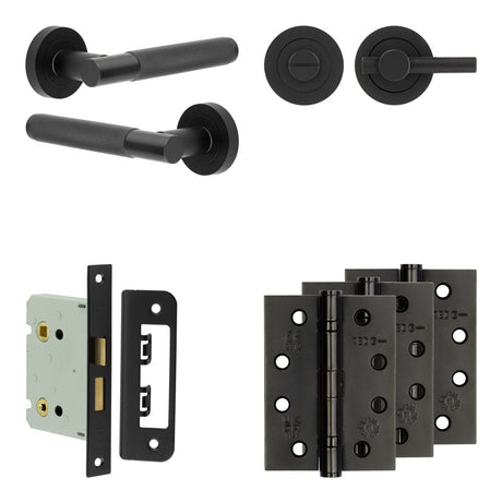 High quality image of Frelan - Complete Bari Door Handle Pack - Bathroom - Black Sku. JE-D6A1-MB