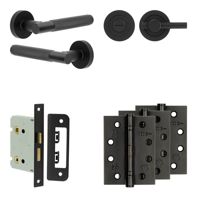 High quality image of Frelan - Complete Bari Door Handle Pack - Bathroom - Black Sku. JE-D6A1-MB