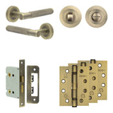 High quality image of Frelan - Complete Bari Door Handle Pack - Bathroom - Antique Brass Sku. JE-D6A3-AB