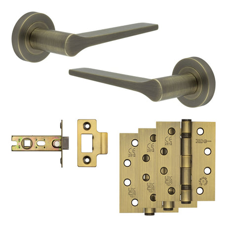High quality image of Frelan - Complete Gio Door Handle Pack - Internal Doors - Antique Brass Sku. JE-E1A-AB