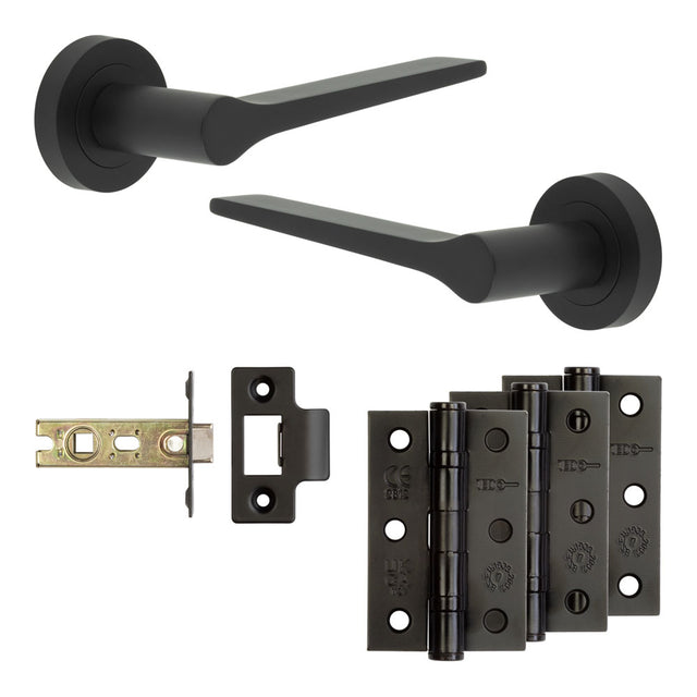 High quality image of Frelan - Complete Gio Door Handle Pack - Internal Doors - Black Sku. JE-E2B-MB