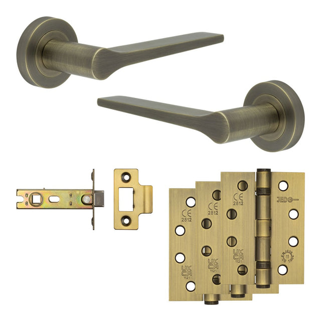 High quality image of Frelan - Complete Gio Door Handle Pack - Internal Doors - Antique Brass Sku. JE-E3A-AB