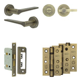 High quality image of Frelan - Complete Gio Door Handle Pack - Bathroom - Antique Brass Sku. JE-E5B2-AB