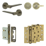 High quality image of Frelan - Complete Gio Door Handle Pack - Bathroom - Antique Brass Sku. JE-E6A2-AB