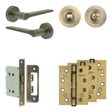 High quality image of Frelan - Complete Gio Door Handle Pack - Bathroom - Antique Brass Sku. JE-E6A3-AB