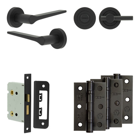 High quality image of Frelan - Complete Gio Door Handle Pack - Bathroom - Black Sku. JE-E6B2-MB