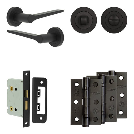 High quality image of Frelan - Complete Gio Door Handle Pack - Bathroom - Black Sku. JE-E6B3-MB