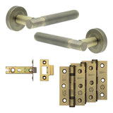 High quality image of Frelan - Complete Venice Door Handle Pack - Internal Doors - Antique Brass Sku. JE-F3B-AB