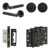 High quality image of Frelan - Complete Venice Door Handle Pack - Bathroom - Black Sku. JE-F5A3-MB