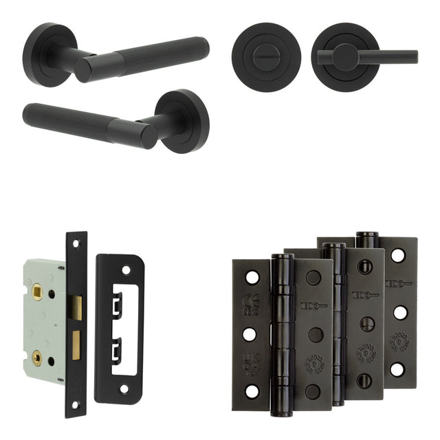 High quality image of Frelan - Complete Venice Door Handle Pack - Bathroom - Black Sku. JE-F5B2-MB