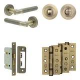 High quality image of Frelan - Complete Venice Door Handle Pack - Bathroom - Antique Brass Sku. JE-F5B3-AB