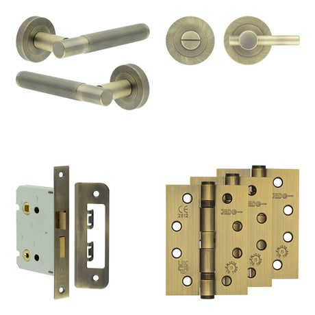 High quality image of Frelan - Complete Venice Door Handle Pack - Bathroom - Antique Brass Sku. JE-F6A2-AB
