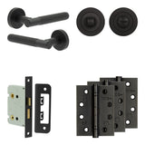 High quality image of Frelan - Complete Venice Door Handle Pack - Bathroom - Black Sku. JE-F6A3-MB