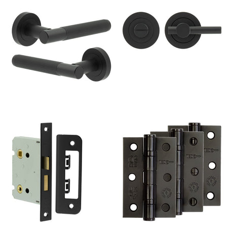 High quality image of Frelan - Complete Venice Door Handle Pack - Bathroom - Black Sku. JE-F6B2-MB