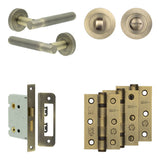 High quality image of Frelan - Complete Venice Door Handle Pack - Bathroom - Antique Brass Sku. JE-F6B3-AB