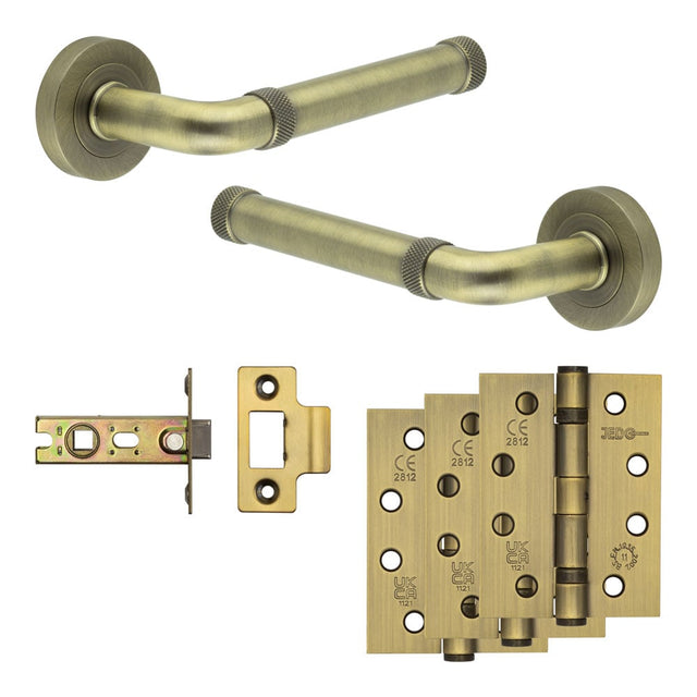 High quality image of Frelan - Complete Midtown Door Handle Pack - Internal Doors - Antique Brass Sku. JE-G1A-AB