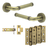 High quality image of Frelan - Complete Midtown Door Handle Pack - Internal Doors - Antique Brass Sku. JE-G3B-AB