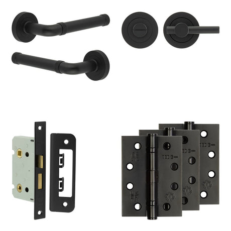 High quality image of Frelan - Complete Midtown Door Handle Pack - Bathroom - Black Sku. JE-G5A2-MB