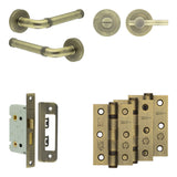 High quality image of Frelan - Complete Midtown Door Handle Pack - Bathroom - Antique Brass Sku. JE-G5B2-AB