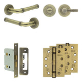 High quality image of Frelan - Complete Midtown Door Handle Pack - Bathroom - Antique Brass Sku. JE-G6A1-AB