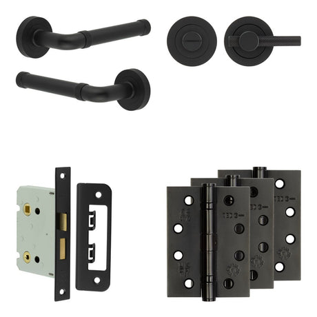 High quality image of Frelan - Complete Midtown Door Handle Pack - Bathroom - Black Sku. JE-G6A1-MB