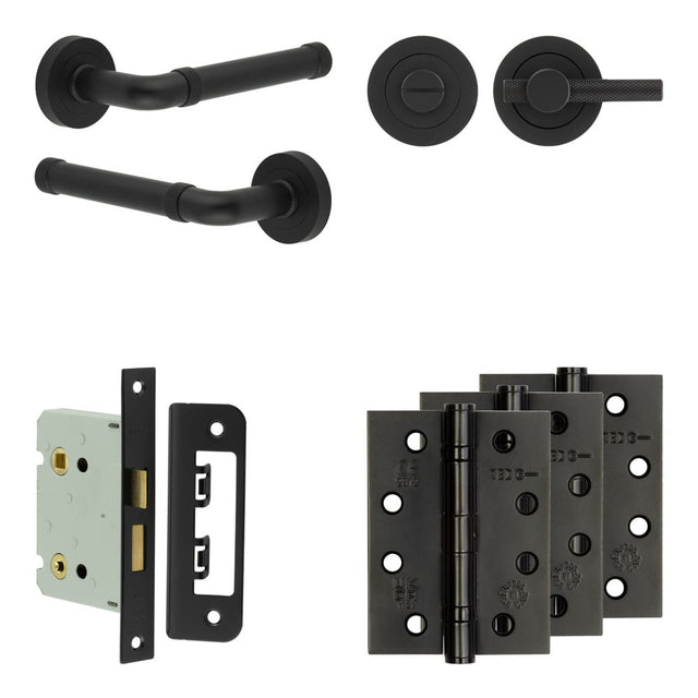 High quality image of Frelan - Complete Midtown Door Handle Pack - Bathroom - Black Sku. JE-G6A1-MB