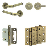 High quality image of Frelan - Complete Midtown Door Handle Pack - Bathroom - Antique Brass Sku. JE-G6B1-AB