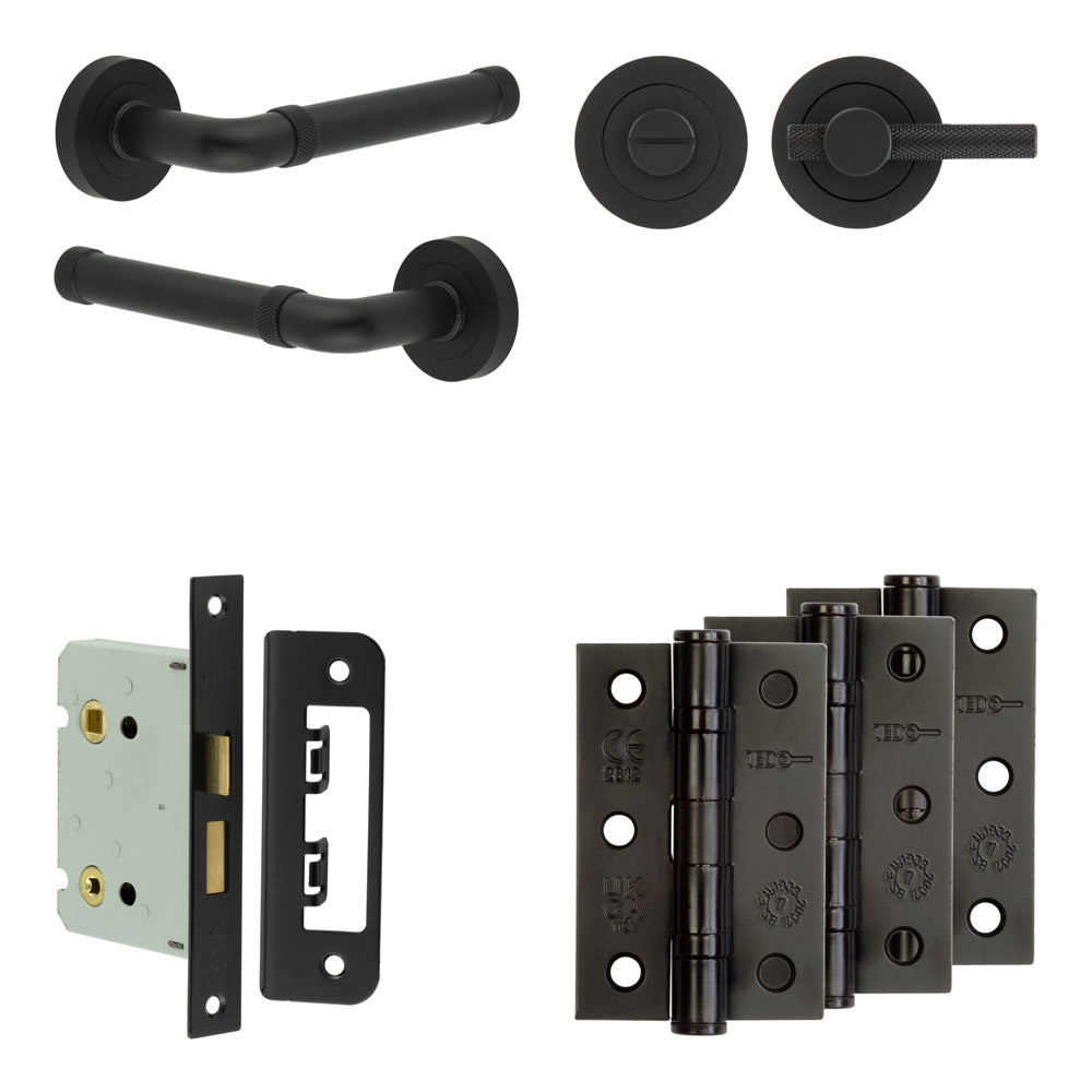 High quality image of Frelan - Complete Midtown Door Handle Pack - Bathroom - Black Sku. JE-G6B1-MB