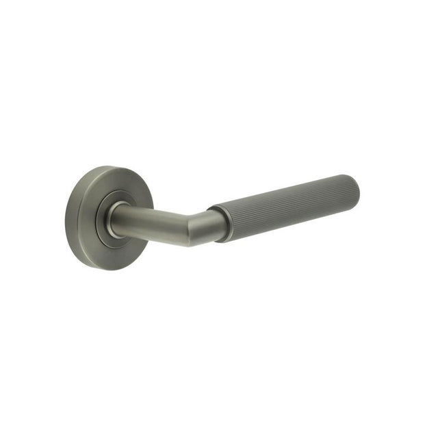 High quality image of Frelan - Three One Six Linear Knurled Door Handle Gun Metal Sku. JGM402