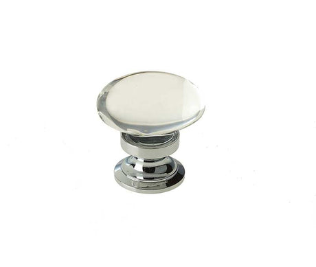 High quality image of Frelan - Oval Glass 40mm Cabinet Knob - Polished Chrome | Sku. jh1162pc | available to order from Trade Door Handles in Kendal.