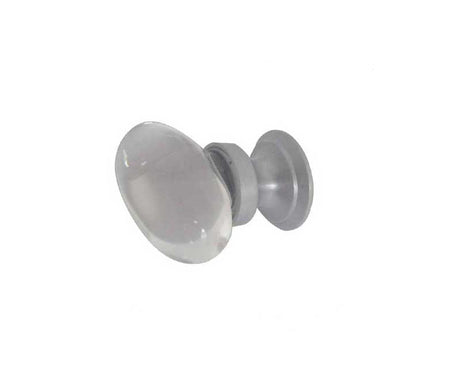 High quality image of Frelan - Oval Glass 40mm Cabinet Knob - Satin Chrome | Sku. jh1162sc | available to order from Trade Door Handles in Kendal.