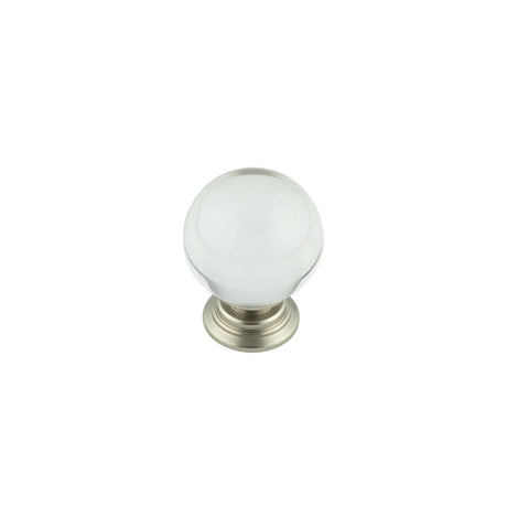 This is an image showing the Frelan - 35mm Satin Nickel Clear Glass Cupboard Knob available to order from Trade Door Handles in Kendal