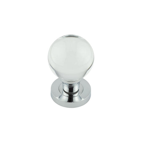 This is an image showing the Frelan - Polished Chrome Plain Ball Glass Mortice Knob available to order from Trade Door Handles in Kendal