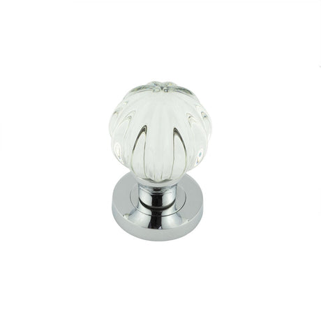 This is an image showing the Frelan - Polished Chrome Glass Pumpkin Mortice Knob available to order from Trade Door Handles in Kendal