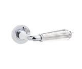 High quality image of Frelan - Fluted Door Handle on Rose Glass/Polished Chrome Sku. JH5312PC