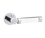 High quality image of Frelan - Milo Door Handle on Rose Plain Glass/Polished Chrome Sku. JH5314PC